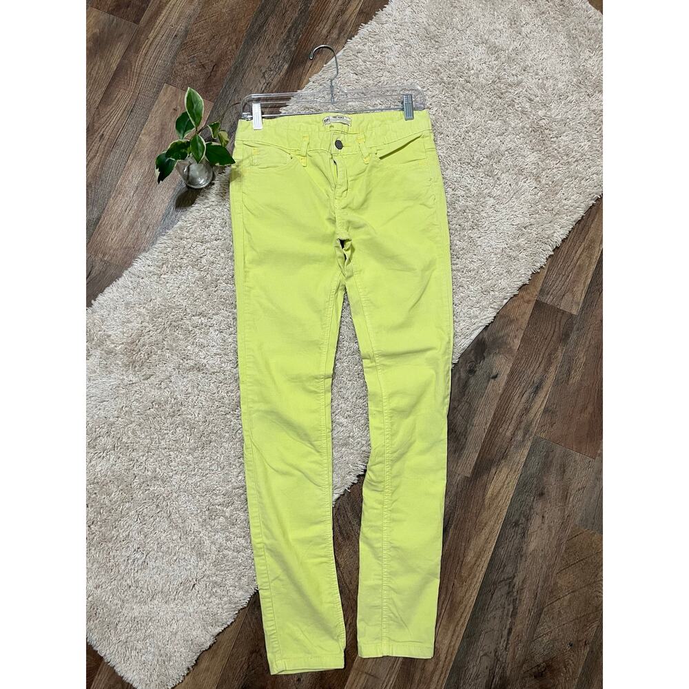 Free People Size 27 Neon Yellow Corduroy Low-Rise Skinny Jeans - Picture 1 of 6